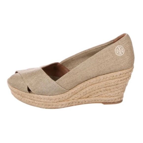 Tory Burch Espadrille Wedge Sandals 9 - Picture 1 of 11